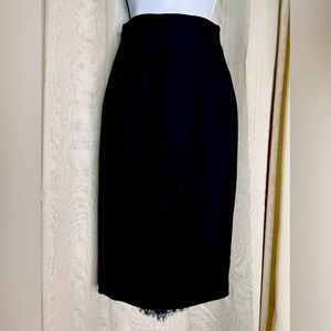 Vintage Bebe Black Pencil Skirt Lace Trim Goth Vampira Fetish Pinup Retro XS XXS